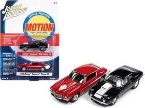 1969 Chevrolet Camaro ZLX Phase III Black w/White & 1973 Phase III Medium Red & White 1/64 Diecast Model Cars Johnny Lightning