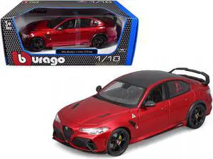 Alfa Romeo Giulia GTAm Red Metallic with Carbon Top 1/18 Die Cast Model Car by Bburago