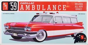Skill 2 Model Kit 1959 Cadillac Ambulance with Gurney Accessory 1/25 Scale Model by AMT