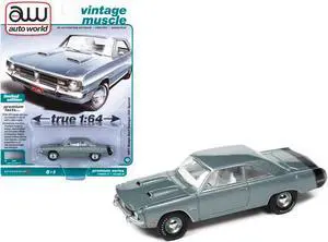 1971 Dodge Dart Swinger 340 Special Light Gunmetal Gray Metallic w/Black Tail Stripe Ltd Ed 1/64 Diecast Model Car by Auto World