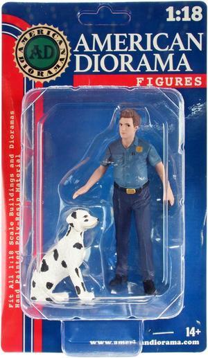 "Firefighters" Fire Dog Training Figures (Trainer and Dog) for 1/18 Scale Models by American Diorama