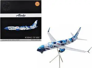 Boeing 737-800 Commercial Aircraft w/Flaps Down Alaska Airlines Salmon People Livery 1/200 Diecast Model Airplane by GeminiJets