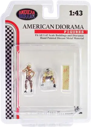 "4X4 Mechanics" 2 Piece Diecast Figure Set 1 for 1/43 Scale Models by American Diorama
