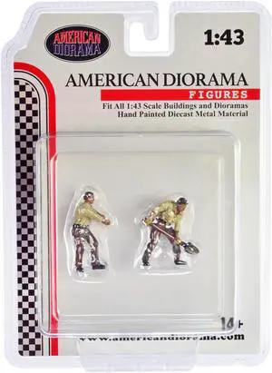 "4X4 Mechanics" 2 Piece Diecast Figure Set 2 for 1/43 Scale Models by American Diorama