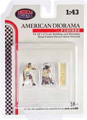 "4X4 Mechanics" 2 Piece Diecast Figure Set 4 for 1/43 Scale Models by American Diorama