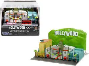 "Hollywood 100" Walk of Fame Diorama with Pink Convertible and Double-Decker Bus "Nano Scene" Series model by Jada