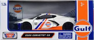 2020 Chevrolet Corvette C8 #52 White and Light Blue with Stripes "Gulf Die-Cast Collection" 1/24 Diecast Model Car by Motormax
