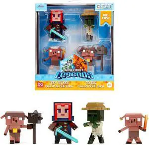 Set of 4 Diecast Figures "Minecraft Legends" Video Game "Metalfigs" Series Diecast Models by Jada