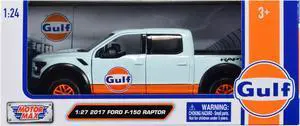 2017 Ford F-150 Raptor Truck Light Blue w/Orange "Gulf Oil" "Gulf Die-Cast Collection" 1/27 Diecast Model Car by Motormax