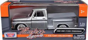 1966 GMC C1000 Fenderside Pickup Truck Silver Metallic "Timeless Legends" Series 1/24 Diecast Model Car by Motormax