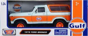 1978 Ford Bronco Light Blue and Orange "Gulf Oil" "Gulf Die-Cast Collection" 1/24 Diecast Model Car by Motormax