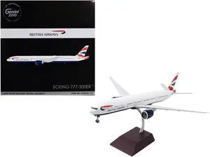 Boeing 777-300ER Commercial Aircraft "British Airways" White with Striped Tail 1/200 Diecast Model Airplane by GeminiJets