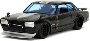 1971 Nissan Skyline GT-R RHD Black w/Silver Stripe & Mikey Figure "Tokyo Revengers" (2021) 1/24 Diecast Model Car by Jada