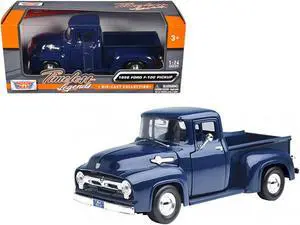 1956 Ford F-100 Pickup Truck Blue 1/24 Diecast Model Car by Motormax
