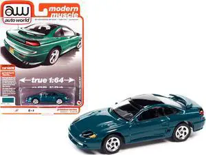 1993 Dodge Stealth R/T Peacock Green with Black Top "Modern Muscle" Limited Ed to 14478 pcs 1/64 Diecast Model Car by Auto World