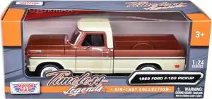 1969 Ford F-100 Pickup Truck Brown Metallic and Cream "Timeless Legends" 1/24 Diecast Model Car by Motormax