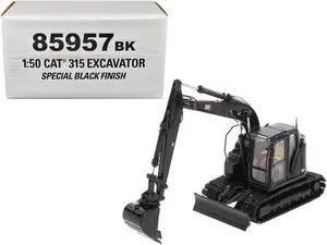 CAT Caterpillar 315 Track Type Hydraulic Excavator Special Black Finish with Operator 1/50 Diecast Model by Diecast Masters