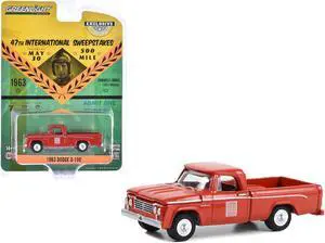 1963 Dodge D-100 Truck "Indianapolis 500 Official Truck" Red "Hobby Exclusive" Series 1/64 Die Cast Model Car by Greenlight