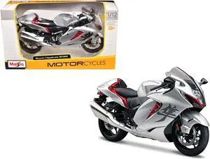 2022 Suzuki Hayabusa Silver Metallic 1/12 Die Cast Motorcycle Model by Maisto