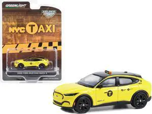 2022 Ford Mustang Mach-E Yellow with Black Top "NYC Taxi" "Hobby Exclusive" Series 1/64 Diecast Model Car by Greenlight
