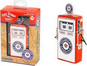 1954 Tokheim 350 Twin Gas Pump "Standard Gasoline" White and Red "Vintage Gas Pumps" Series 1/18 Diecast Replica by Greenlight