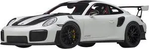 Porsche 911 (991.2) GT2 RS Weissach Package White with Carbon Stripes 1/18 Model Car by Autoart