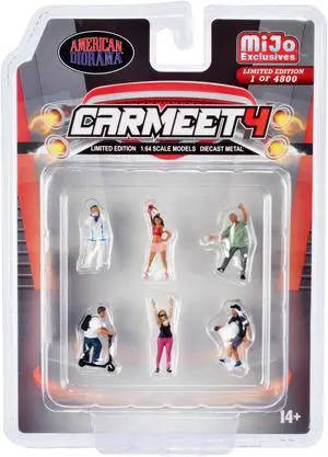 "Car Meet 4" 6 piece Diecast Figure Set for 1/64 Scale Models by American Diorama