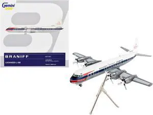 Lockheed L-188 Electra Commercial Aircraft White with Blue Stripes 1/200 Diecast Model Airplane by GeminiJets