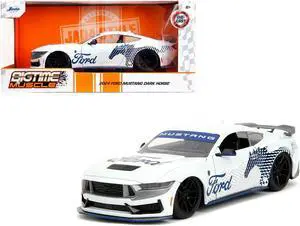 2024 Ford Mustang Dark Horse White with "Mustang Horse Graphics" "Bigtime Muscle" Series 1/24 Diecast Model Car by Jada