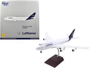 Boeing 747-400 Commercial Aircraft with Flaps Down "Lufthansa" White w/Dark Blue Tail 1/200 Diecast Model Airplane by GeminiJets