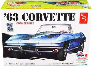 Skill 2 Model Kit 1963 Chevrolet Corvette Convertible 3-in-1 Kit 1/25 Scale Model by AMT