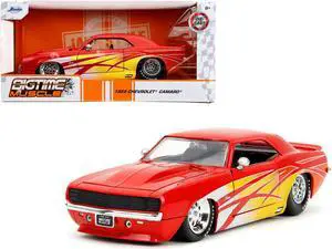 1969 Chevrolet Camaro Red with Graphics "BigTime Muscle" Series 1/24 Diecast Model Car by Jada