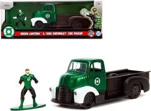 1952 Chevrolet COE Pickup Truck Green Metallic & Black & Green Lantern Diecast Figure "DC Comics" 1/32 Diecast Model Car by Jada