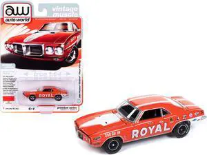 1969 Pontiac Firebird Royal Bobcat Carousel Red w/White Stripes & Graphics "Vintage Muscle" 1/64 Diecast Model Car by Auto World