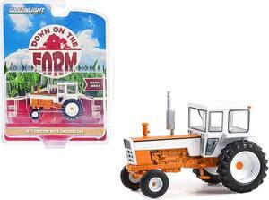 1973 Tractor with Enclosed Cab Orange and White "Down on the Farm" Series 8 1/64 Diecast Model by Greenlight
