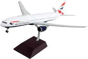 Boeing 777-200ER Commercial Aircraft w/Flaps Down White w/Striped Tail "Gemini 200" 1/200 Diecast Model Airplane by GeminiJets
