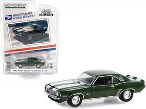1969 Chevrolet Camaro Z/28 Green Metallic w/White Stripes USPS "Hobby Exclusive" Series 1/64 Diecast Model Car by Greenlight