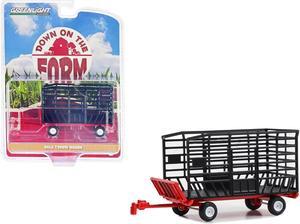 Bale Throw Wagon Black and Red "Down on the Farm" Series 8 1/64 Diecast Model by Greenlight