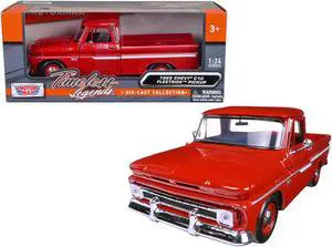 1966 Chevrolet C10 Fleetside Pickup Truck Red 1/24 Diecast Model Car by Motormax