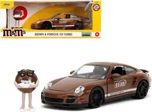 Porsche 911 Turbo Brown and Brown M&M Diecast Figure "M&M's" "Hollywood Rides" Series 1/24 Diecast Model Car by Jada