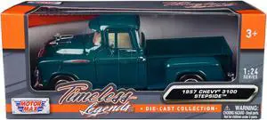 1957 Chevrolet 3100 Stepside Pickup Truck Teal Metallic "Timeless Legends" Series 1/24 Diecast Model Car by Motormax