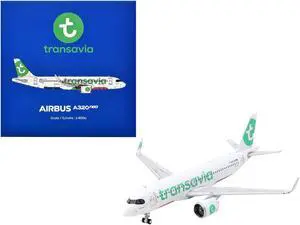 Airbus A320neo Commercial Aircraft "Transavia Airlines" (F-GNEO) White w/Green Tail 1/400 Diecast Model Airplane by GeminiJets