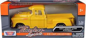 1957 Chevrolet 3100 Stepside Pickup Truck Yellow "Timeless Legends" Series 1/24 Diecast Model Car by Motormax