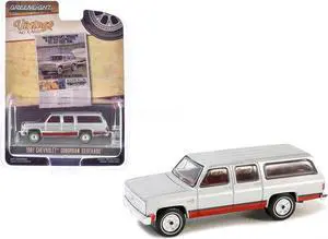 1981 Chevrolet Suburban Silver Metallic and Red "Vintage Ad Cars" Series 10 1/64 Diecast Model Car by Greenlight