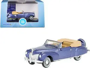1941 Lincoln Continental Convertible Darian Blue Metallic with Tan Interior 1/87 (HO) Scale Diecast Model Car by Oxford Diecast