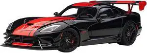 2017 Dodge Viper 1:28 Edition ACR Black with Red Stripes 1/18 Model Car by Autoart