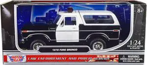 1978 Ford Bronco Police Car Unmarked Black and White "Law Enforcement and Public Service" 1/24 Diecast Model Car by Motormax