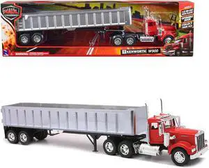 Kenworth W900 Frameless Dump Truck Red and Chrome "Long Haul Trucker" Series 1/32 Diecast Model by New Ray