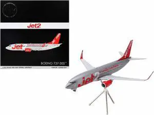 Boeing 737-300 Commercial Aircraft "Jet2" Gray Metallic with Red "Gemini 200" Series 1/200 Diecast Model Airplane by GeminiJets
