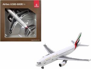 Airbus A300-600R Commercial Aircraft "Emirates Airlines" White with Striped Tail 1/400 Diecast Model Airplane by GeminiJets